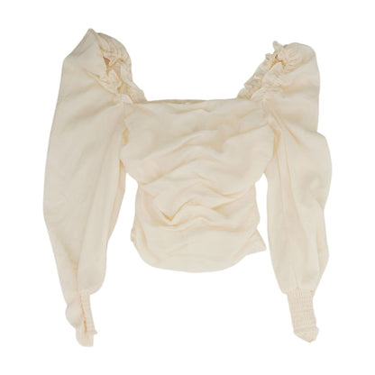 Ivory Solid Long Sleeve Blouse