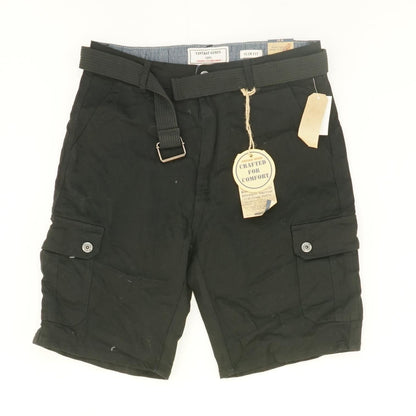 Black Solid Cargo Shorts