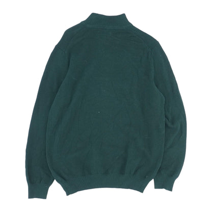 Green Solid 1/4 Zip Sweater