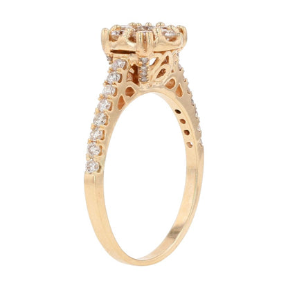 .75 Ct 14K Gold Round Diamond Cluster Engagement Ring