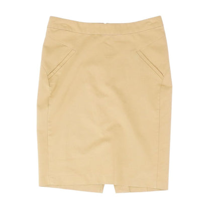 Tan Solid Midi Skirt