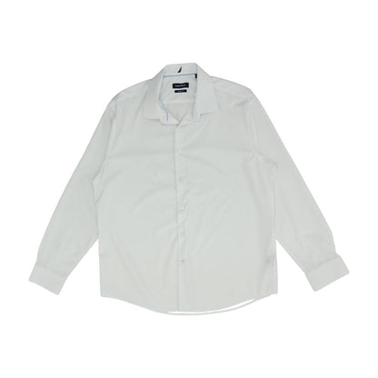White Solid Long Sleeve Button Down