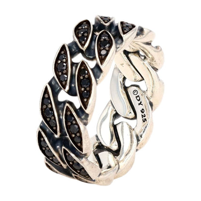 .50 Ct Sterling Silver Black Diamond Curb Chain Band