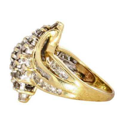 10K Gold Vintage Waterfall Style Diamond Cocktail Ring