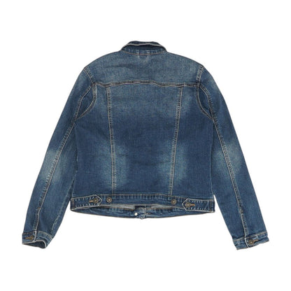 Blue Solid Denim Jacket