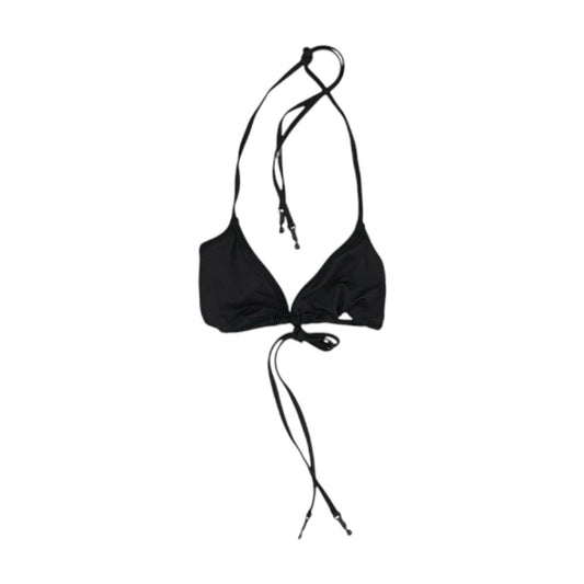 Black Solid Swim Top