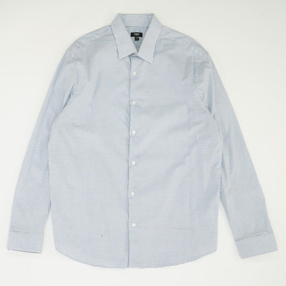 Blue Graphic Long Sleeve Button Down