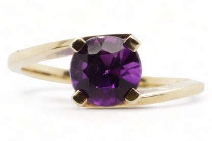 14K Gold Purple Stone Bypass Ring