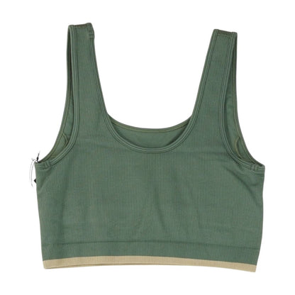 Green Solid Sports Bra