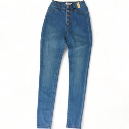 Blue Solid High Rise Skinny Leg Jeans