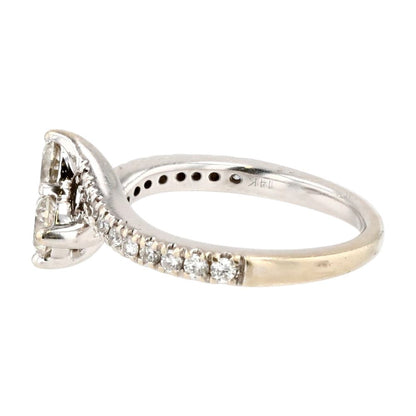 14K White Gold Toi et Moi W/ Round Diamond Engagement Ring