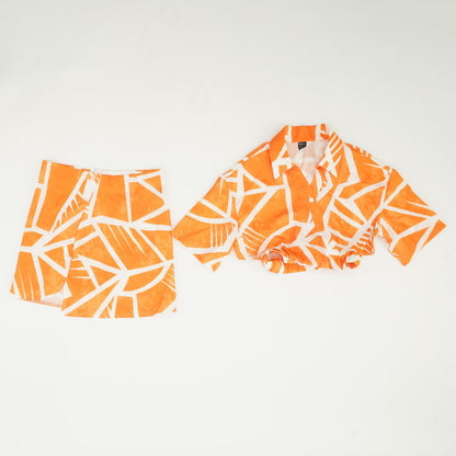 Orange Graphic Mini Skirt