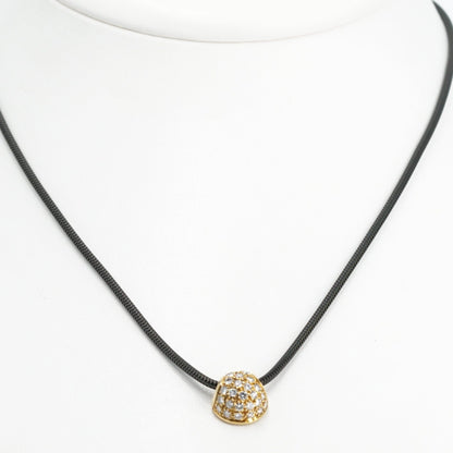 18K Gold Ball Necklace with Diamond Accents