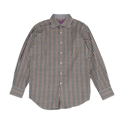 Brown Check Long Sleeve Button Down