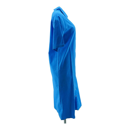 Blue Solid Midi Dress
