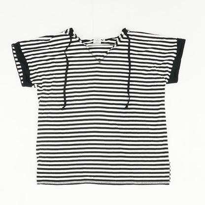 Black Striped Short Sleeve Blouse