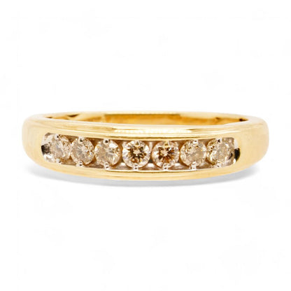 14K Gold Seven Stone Round Diamond Band