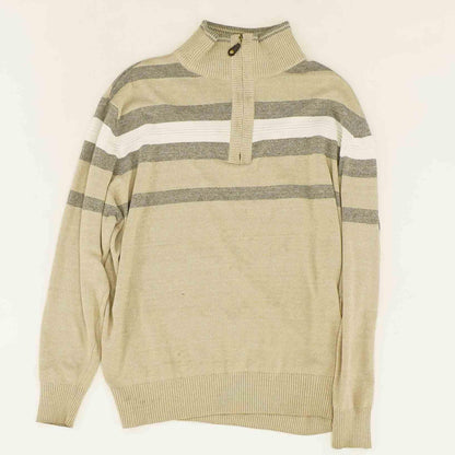 Tan Striped 1/4 Zip Sweater