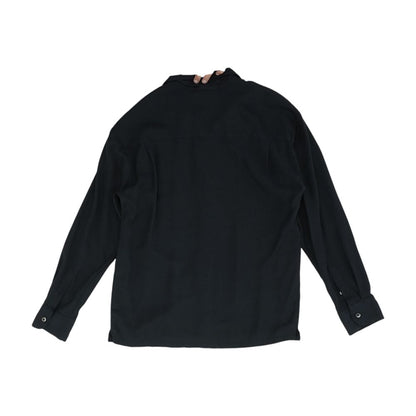 Black Solid Long Sleeve Button Down