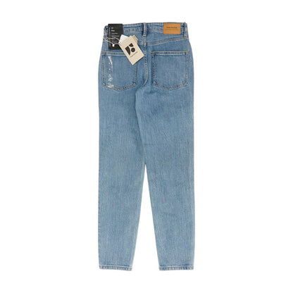 Blue Solid Mid Rise Slim Leg Jeans