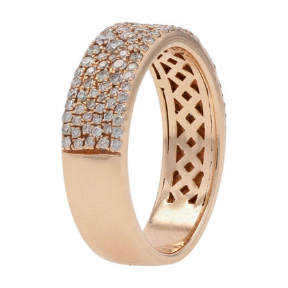 .75 Ct 14K Rose Gold Multi Row Round Diamond Band