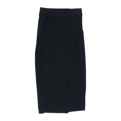 Black Solid Midi Skirt