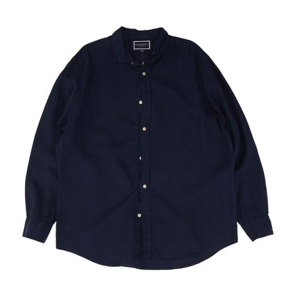 Navy Solid Long Sleeve Button Down