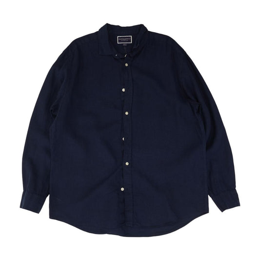 Navy Solid Long Sleeve Button Down