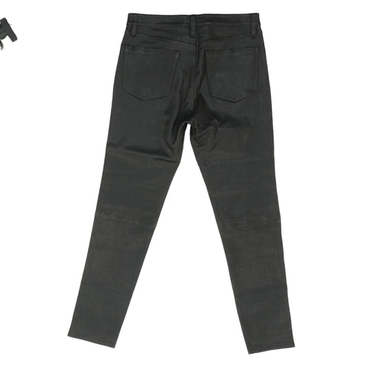 Black Solid Lamb Leather Five Pocket Pants