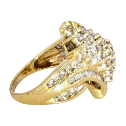 10K Gold Vintage Waterfall Style Diamond Cocktail Ring