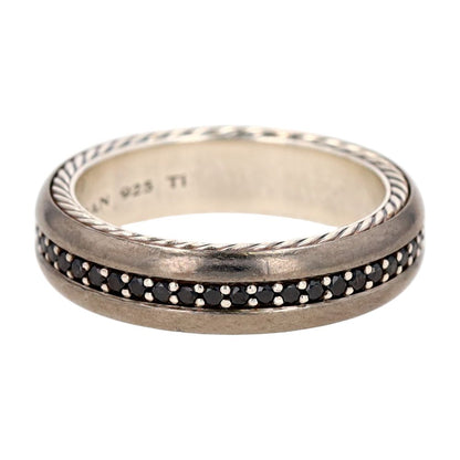 Sterling Silver Streamline Titanium Black Diamond Band