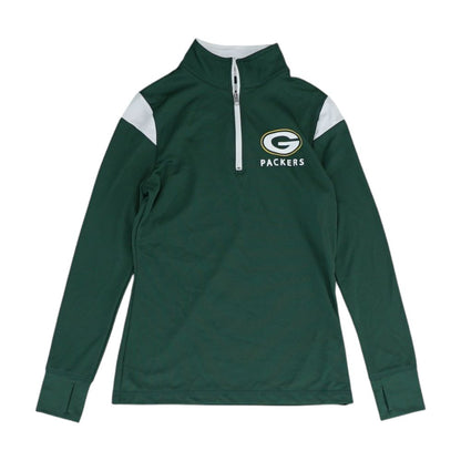 Green Color Block 1/4 Zip Pullover