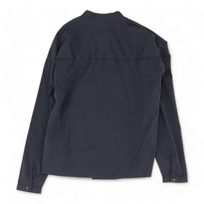 Navy Solid Long Sleeve Blouse