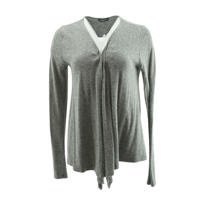 Gray Solid Cardigan Sweater
