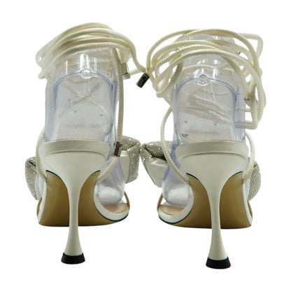 Nicole Satin Puffed Bow Sandals in White