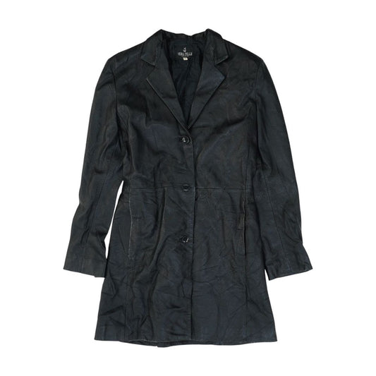 Black Faux Leather Coat