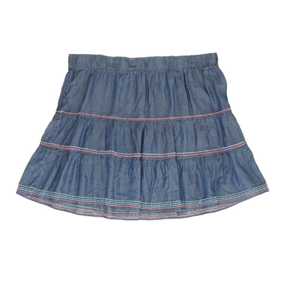 Blue Embroidered Detail Midi Skirt