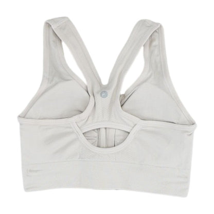 Beige Solid Sports Bra