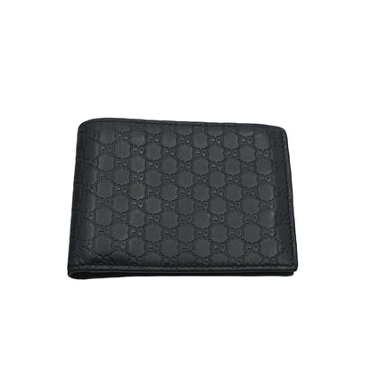 Navy Blue Microguccissima Signature Leather Bifold Wallet