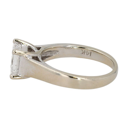 1.00 ct 14K White Gold Princess Cut Center Diamond Engagement Ring In Bold Shank