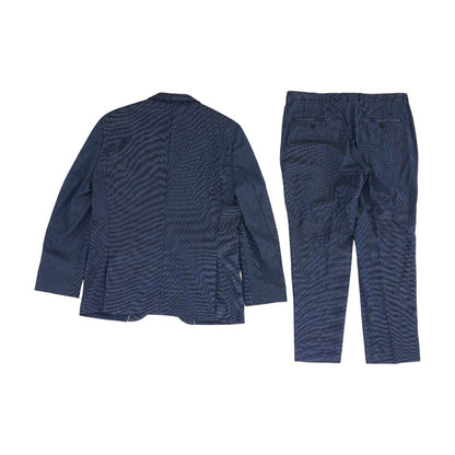 Johnston 3 Virgin Wool Navy Check 2pc Suit