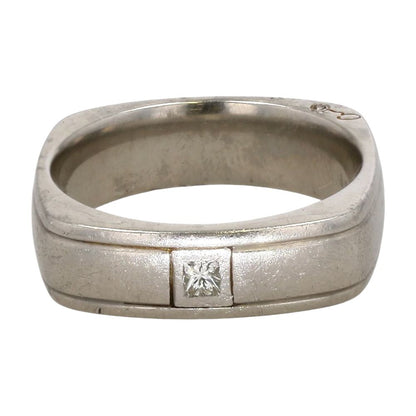 Platinum Square Grooved Square Diamond Band
