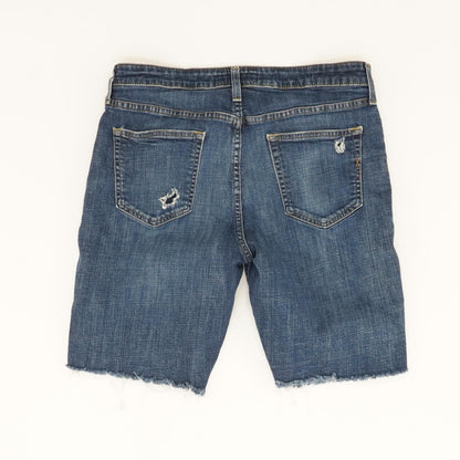 Blue Solid Denim Shorts