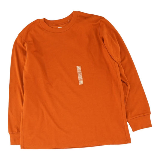 Orange Solid Crewneck Knit Top