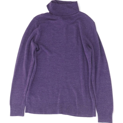 Purple Solid Turtleneck Sweater