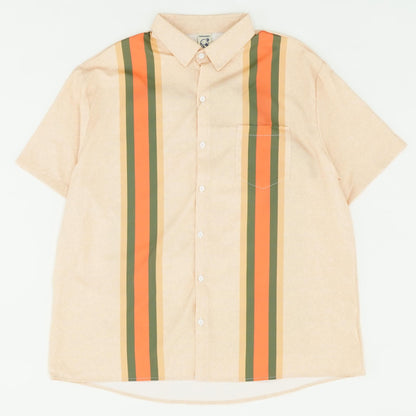 Tan Graphic Short Sleeve Button Down