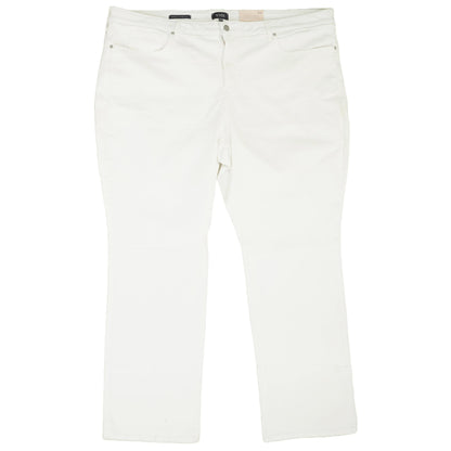 White Solid Straight Leg Jeans