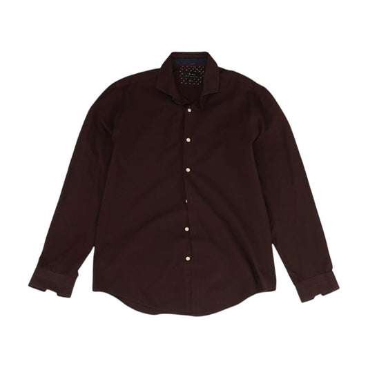 Burgundy Solid Long Sleeve Button Down