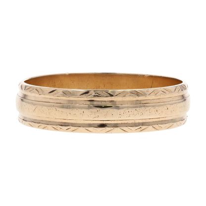 10K Gold Double Groove And Stamp Edge Band