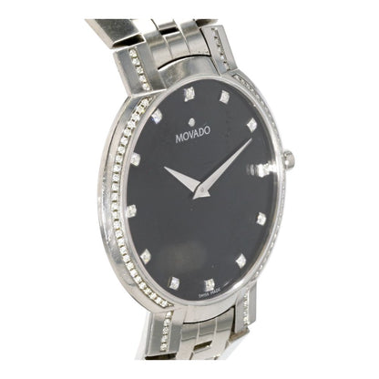 Men's Faceto Diamond Accented Stainless Steel Diamond Watch